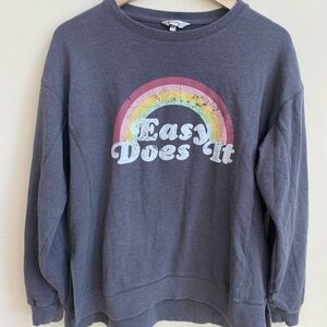 Wildfox Gray Easy Does It Rainbow Womens Size M Sweatshirt Crew Neck Pullover